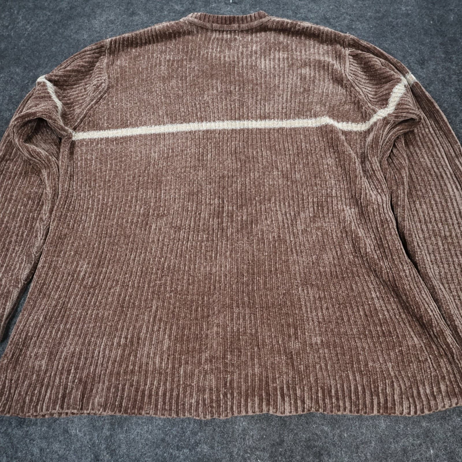 Croft & Barrow Sweater Mens XLT Brown Excellent Chenille Ribbed V-Neck - Thumbnail 10