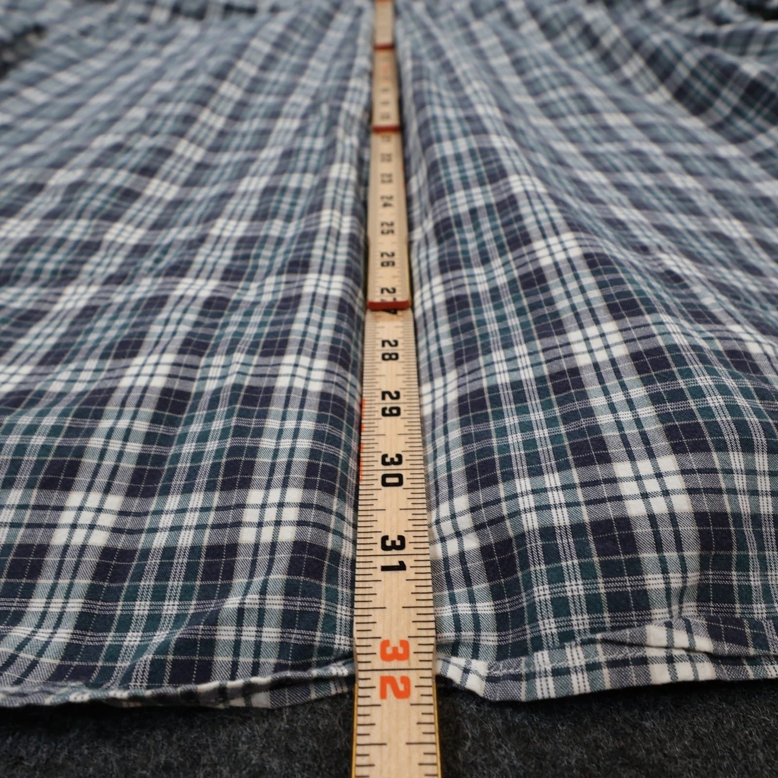 Haggar Button Down Mens XXL Blue Excellent Plaid Cotton - Thumbnail 5
