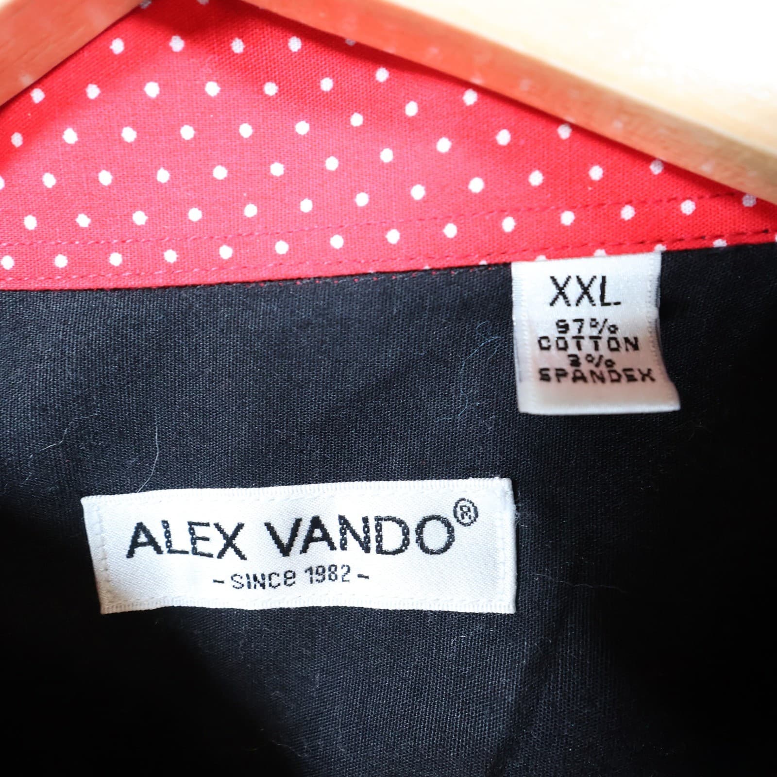Alex Vando Button Up Mens XXL Black Excellent Polka Dot Trim - Thumbnail 8