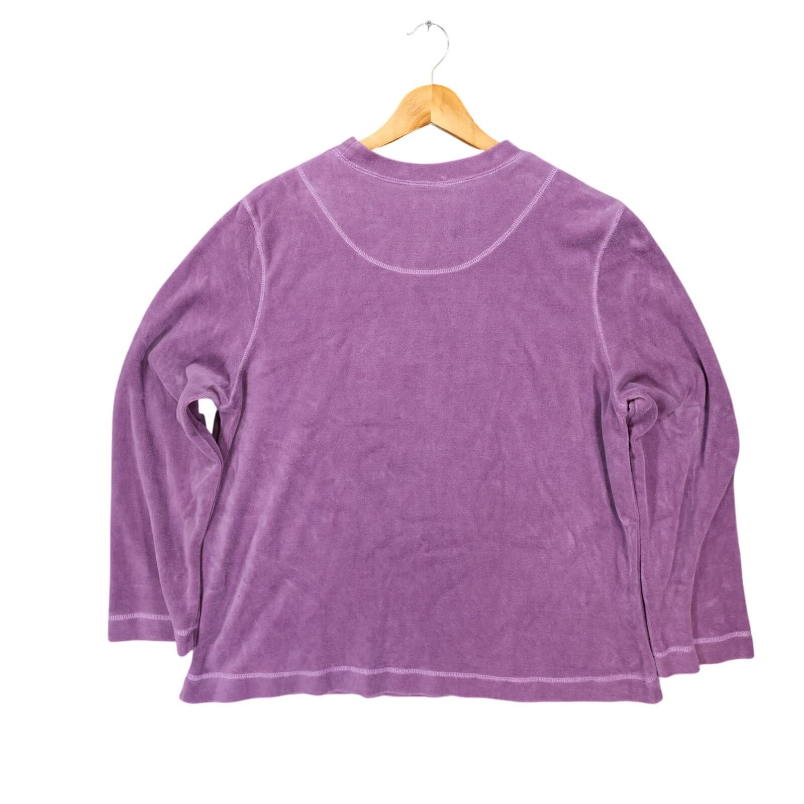 Serengeti Velour Pullover Womens Large Purple Excellent Long Sleeve Pocket Top - Thumbnail 2
