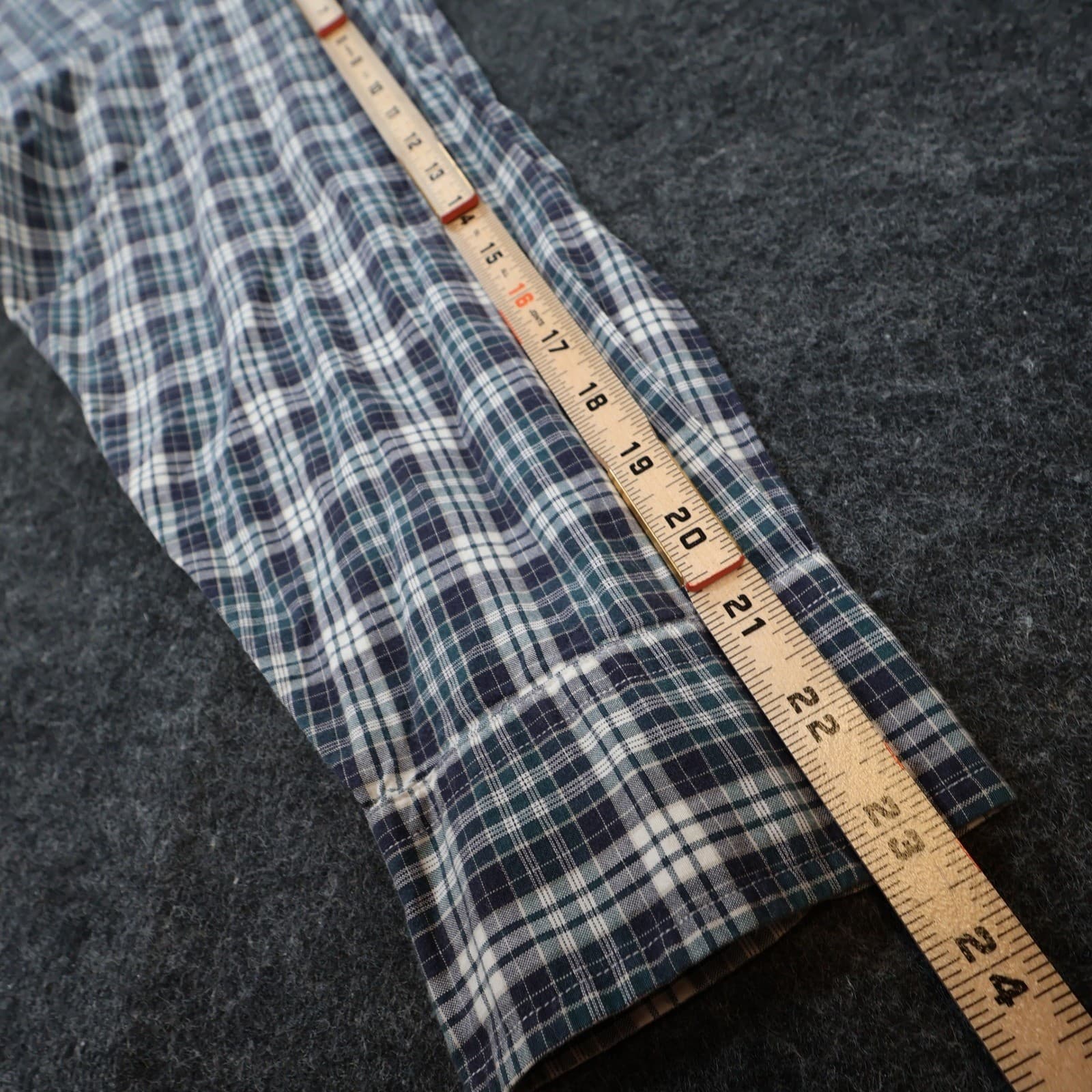 Haggar Button Down Mens XXL Blue Excellent Plaid Cotton - Thumbnail 4