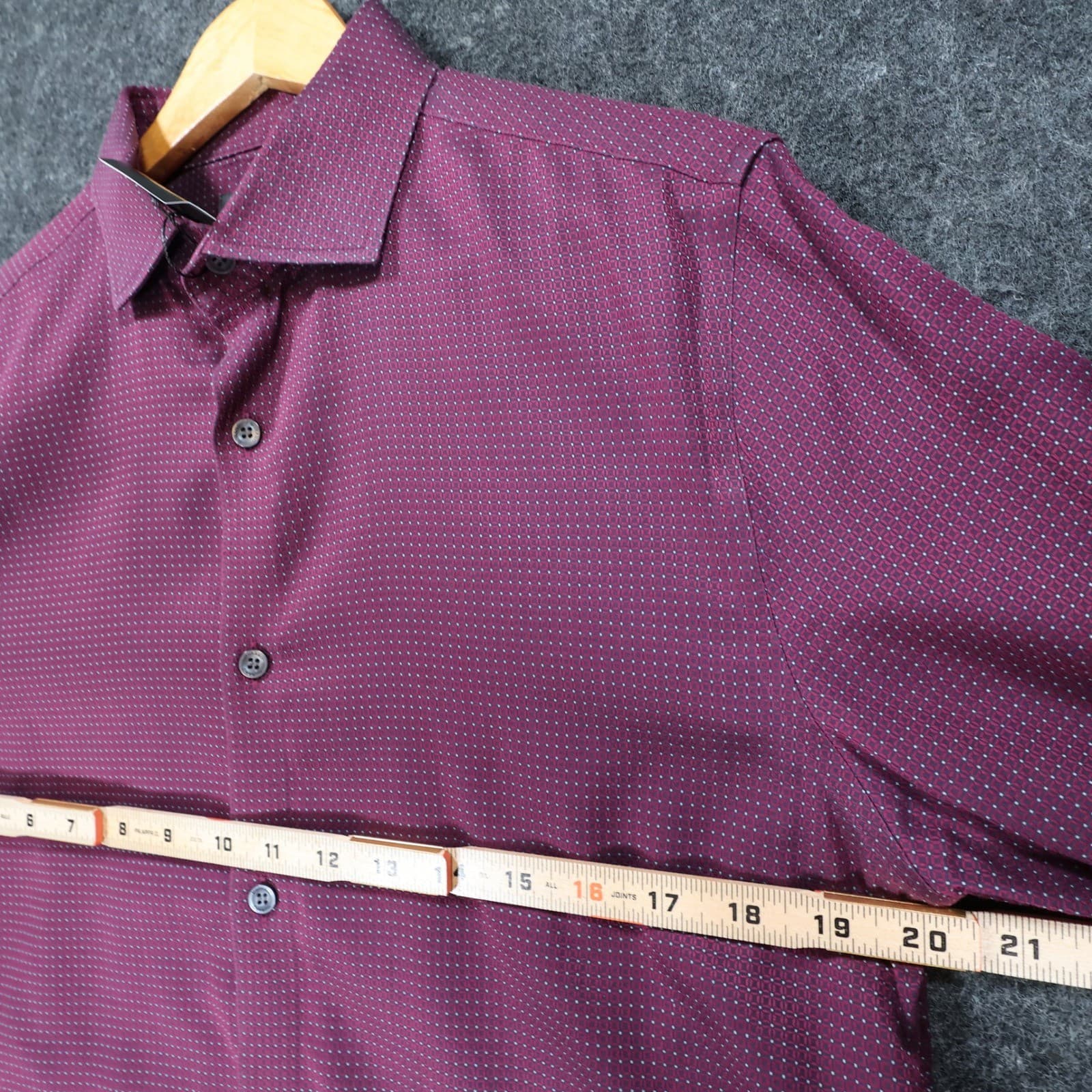 Murano Button Down Shirt Mens M Burgundy Excellent Slim Fit Geometric Print - Thumbnail 3