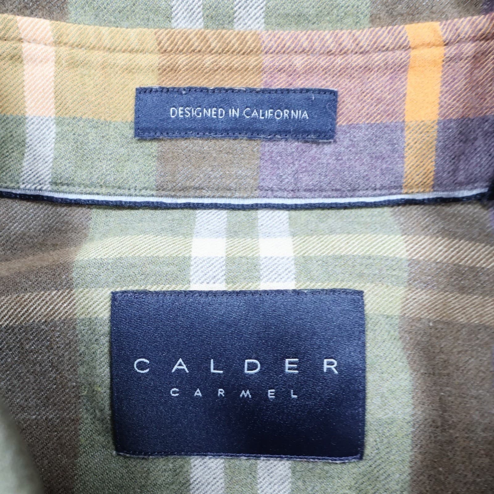 Calder Carmel Button Down Mens Large Multicolor Excellent Plaid Flannel - Thumbnail 7