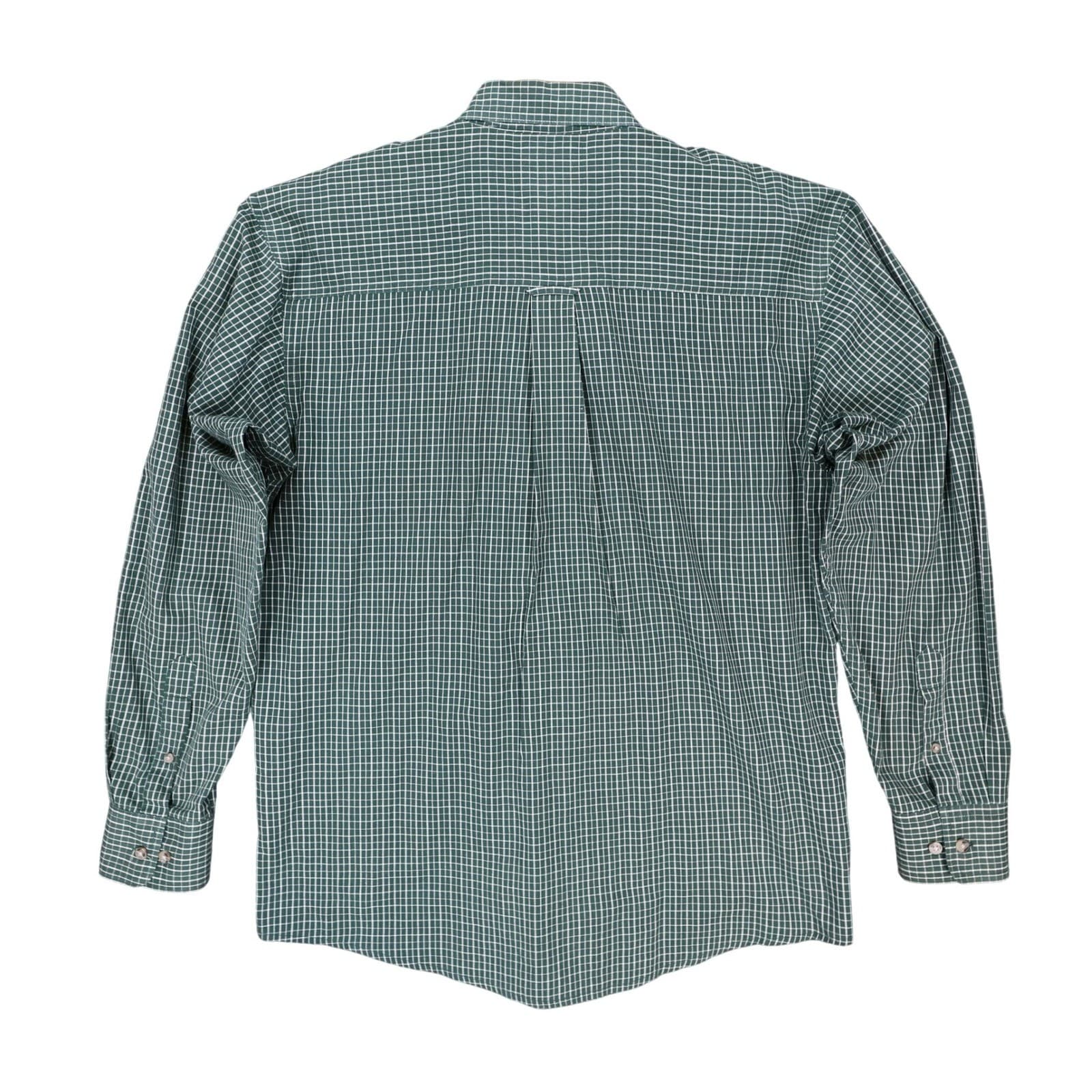 Wrangler Button Up Shirt Mens L Green Excellent Plaid Long Sleeve MR2084A - Thumbnail 2