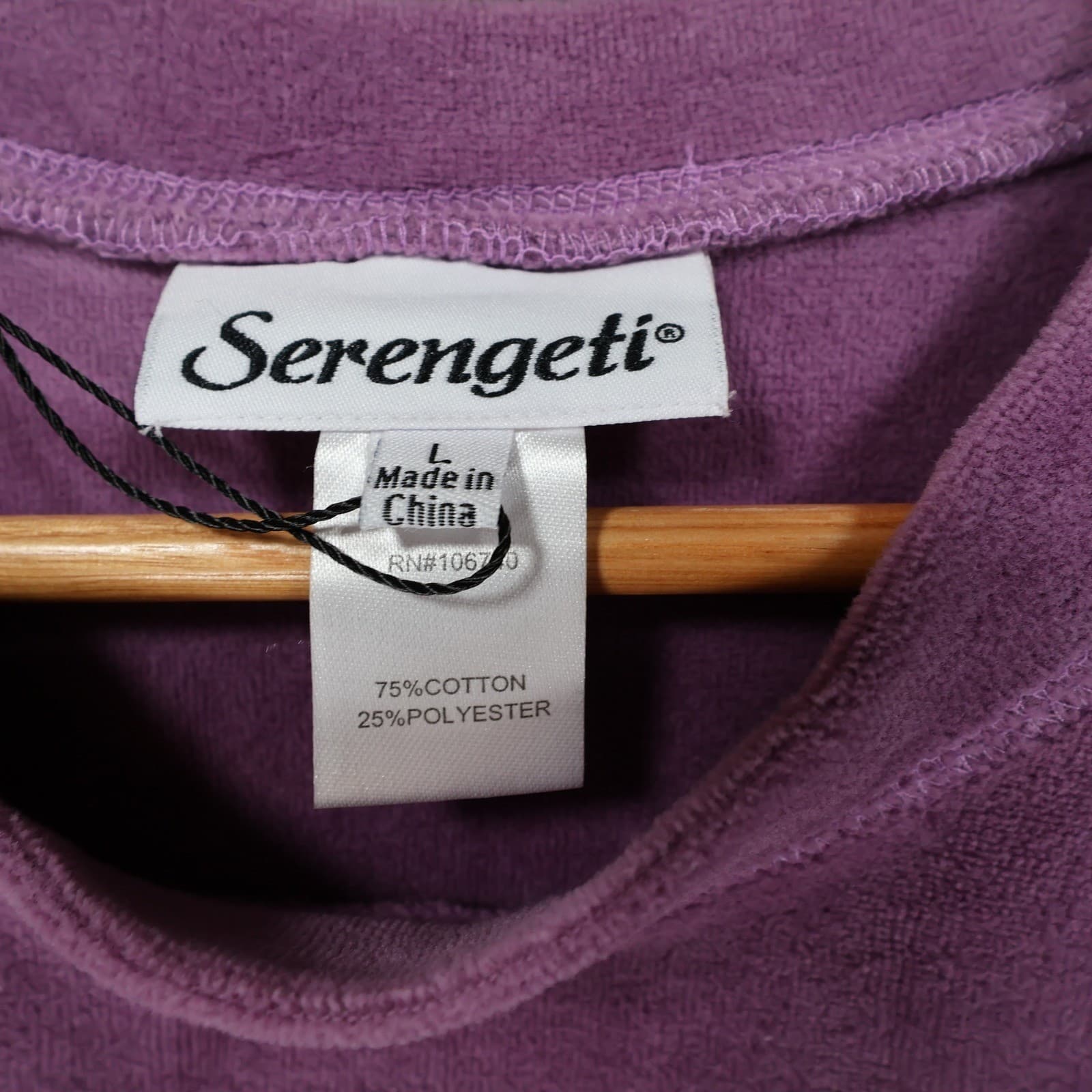 Serengeti Velour Pullover Womens Large Purple Excellent Long Sleeve Pocket Top - Thumbnail 7