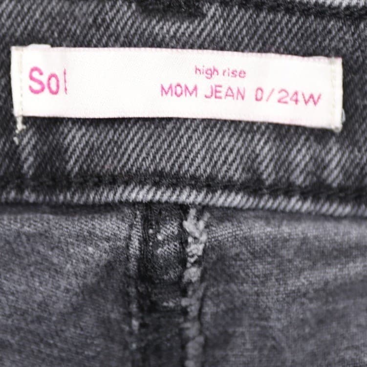 So High Rise Mom Jean Distressed Black Denim Womens Size 0 24W - Thumbnail 5
