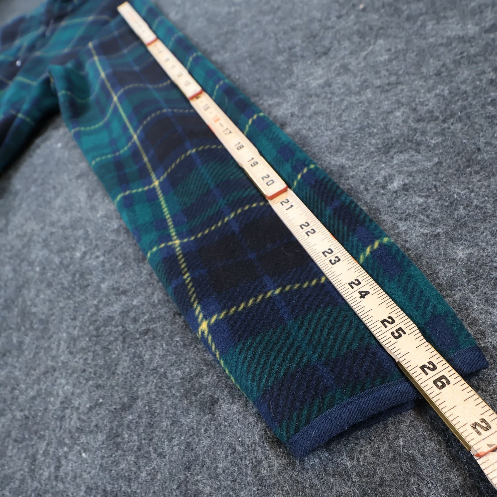 Prince & Fox Fleece Pullover Mens Small Green Excellent Plaid Quarter Zip - Thumbnail 4