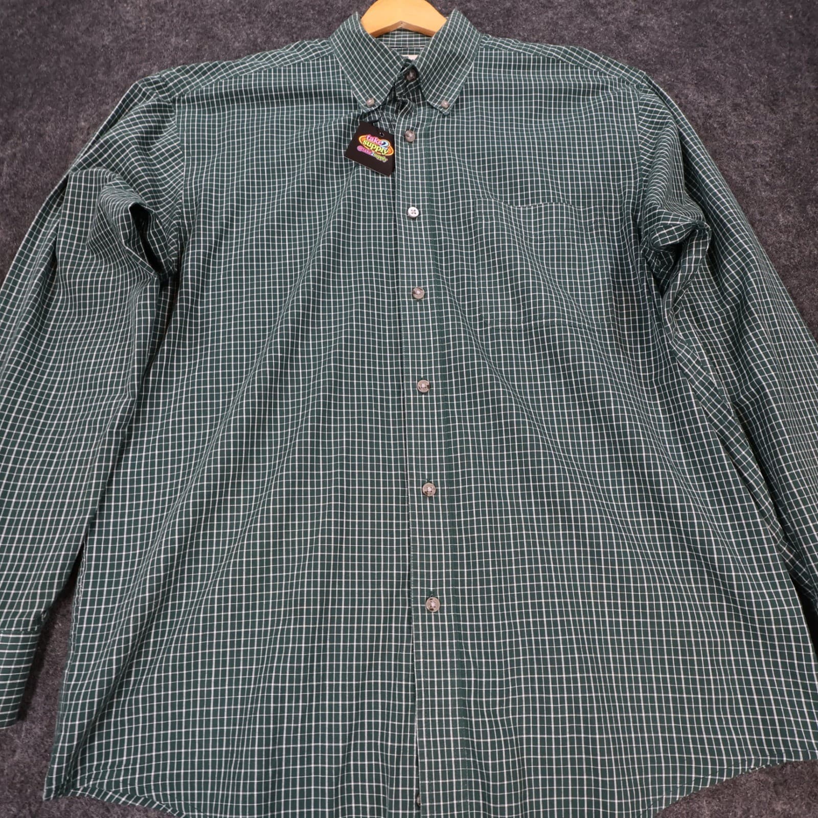 Wrangler Button Up Shirt Mens L Green Excellent Plaid Long Sleeve MR2084A - Thumbnail 9