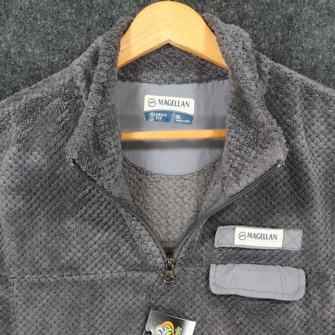Magellan Fleece Pullover Men XL Gray Excellent Quarter Zip Outdoor Grid - Thumbnail 9