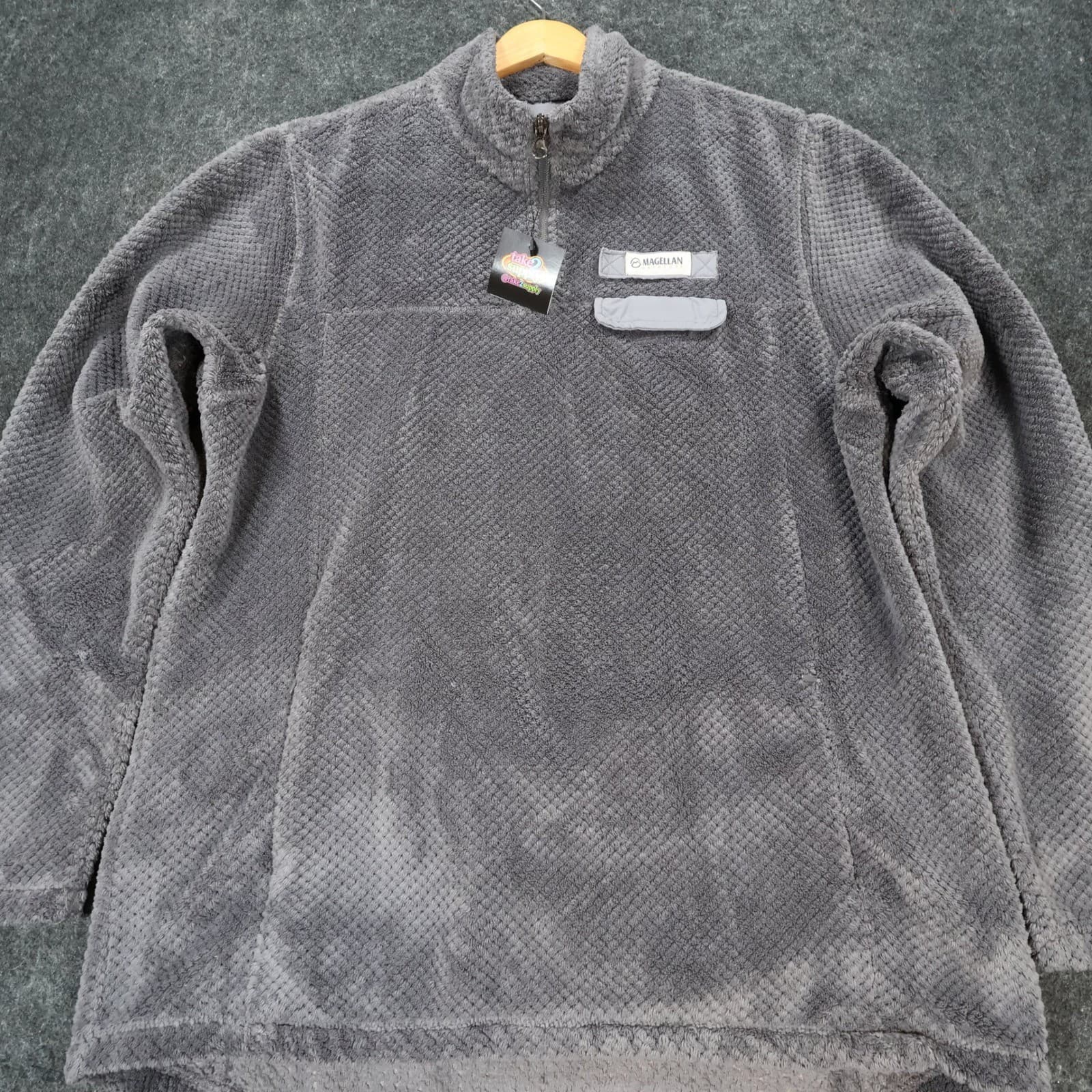 Magellan Fleece Pullover Men XL Gray Excellent Quarter Zip Outdoor Grid - Thumbnail 10