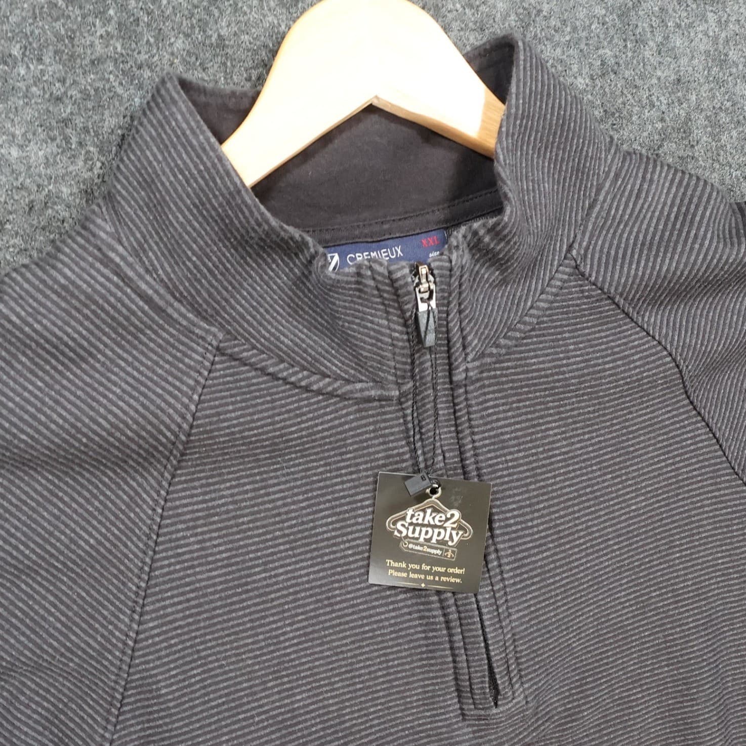 Cremieux Classics Quarter Zip Pullover Mens XXL Charcoal Excellent Striped - Thumbnail 9