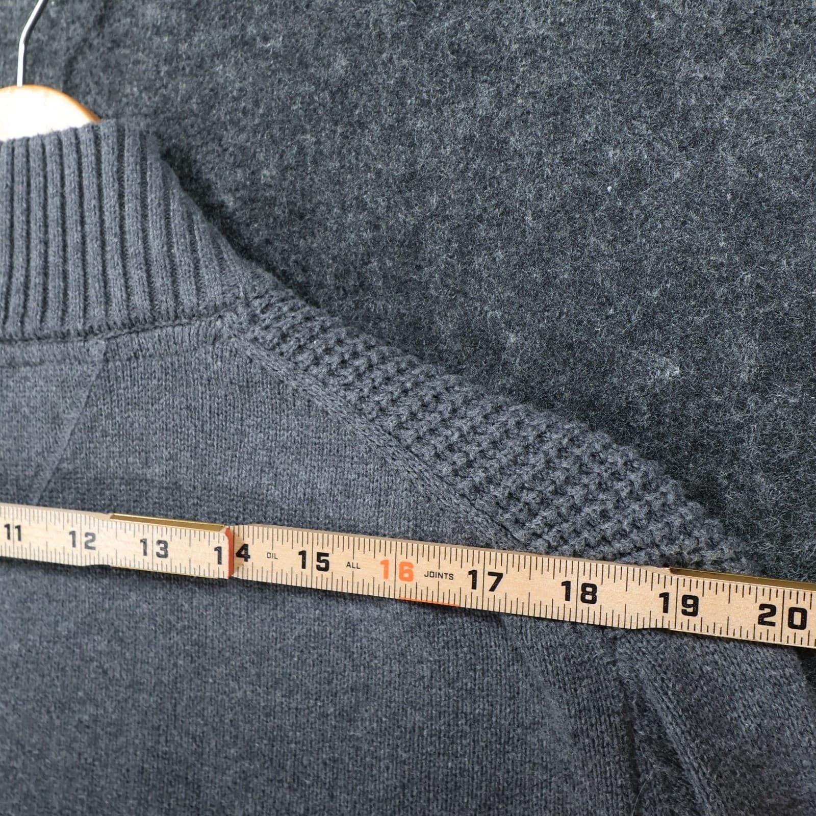 Weatherproof Vintage Quarter Zip Pullover Mens Large Gray Excellent Waffle Knit - Thumbnail 6