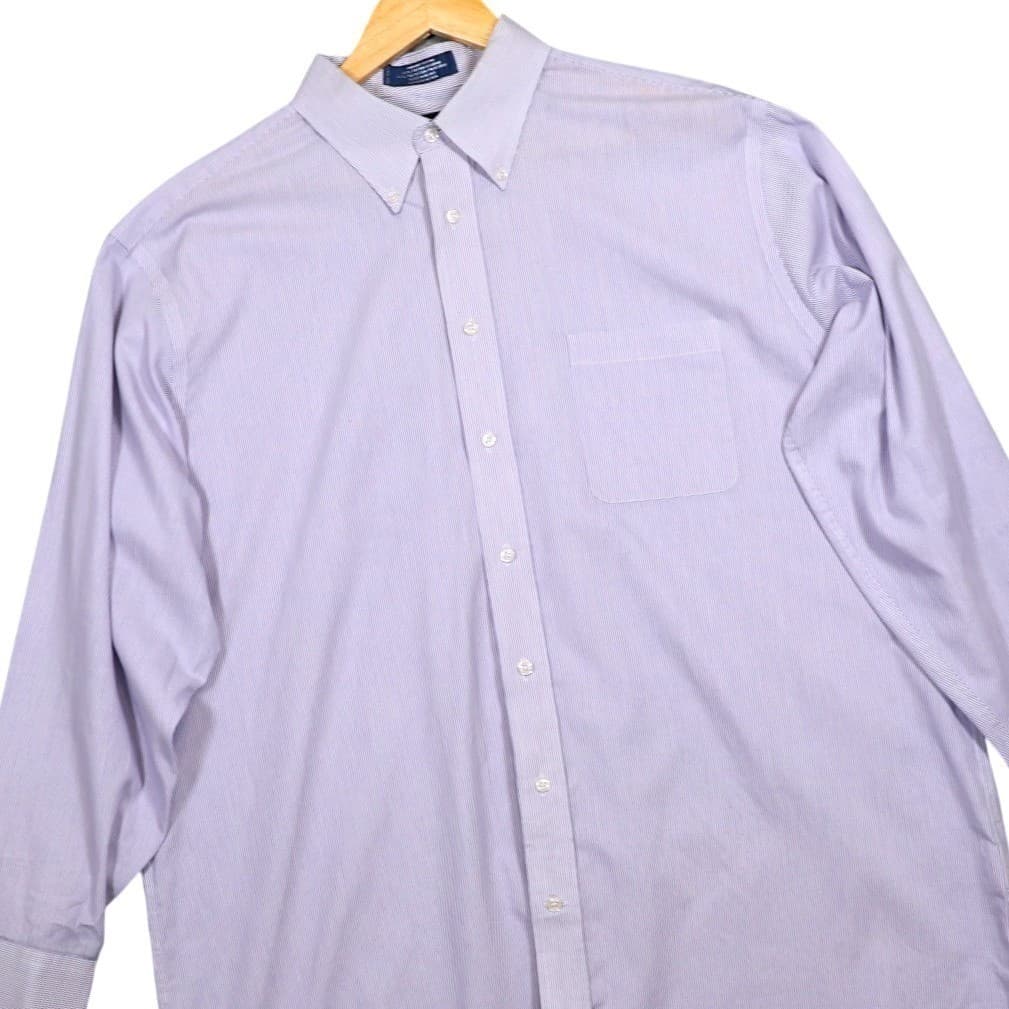 Stafford Mens Button Down Shirt Stripe Long Sleeve Size XL 17.5 34-35 - Thumbnail 2