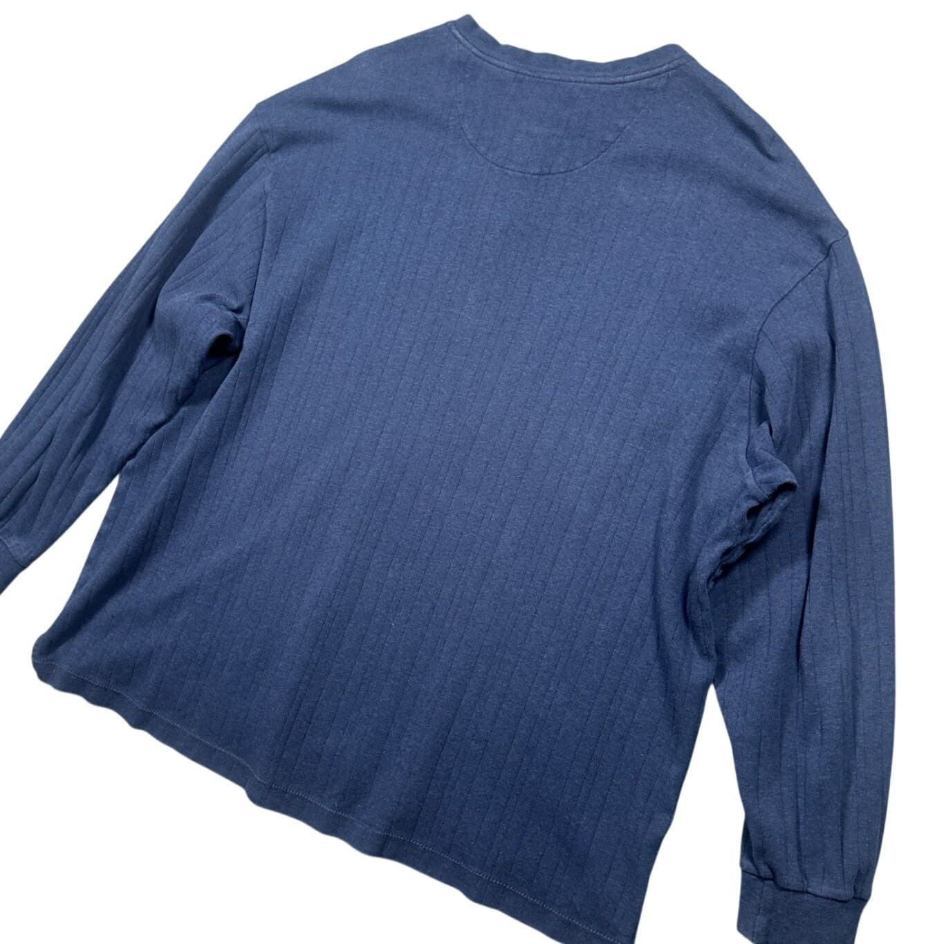 Roundtree & Yorke Henley Shirt Mens 2X Blue Excellent Ribbed Cotton Long Sleeve - Thumbnail 4