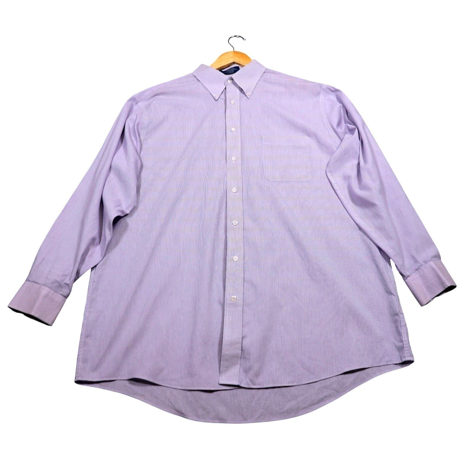 Stafford Mens Button Down Shirt Stripe Long Sleeve Size XL 17.5 34-35 - Thumbnail 5