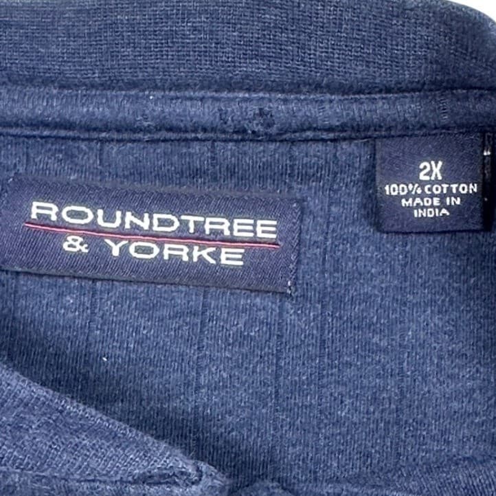 Roundtree & Yorke Henley Shirt Mens 2X Blue Excellent Ribbed Cotton Long Sleeve - Thumbnail 7