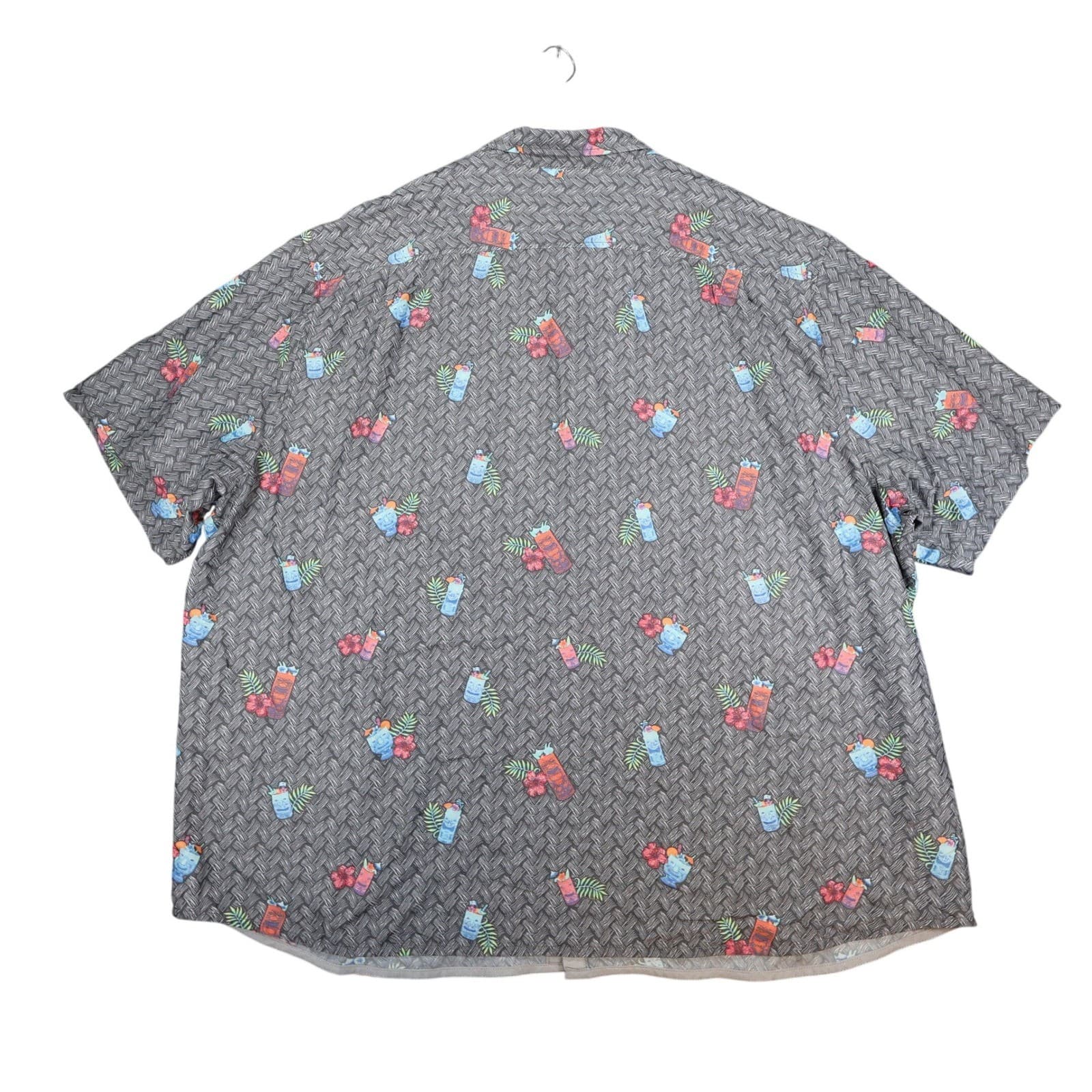 Tommy Bahama Button Up Shirt Mens 3XL Gray Coconut Point Tiki Cocktail Hawaiian - Thumbnail 2