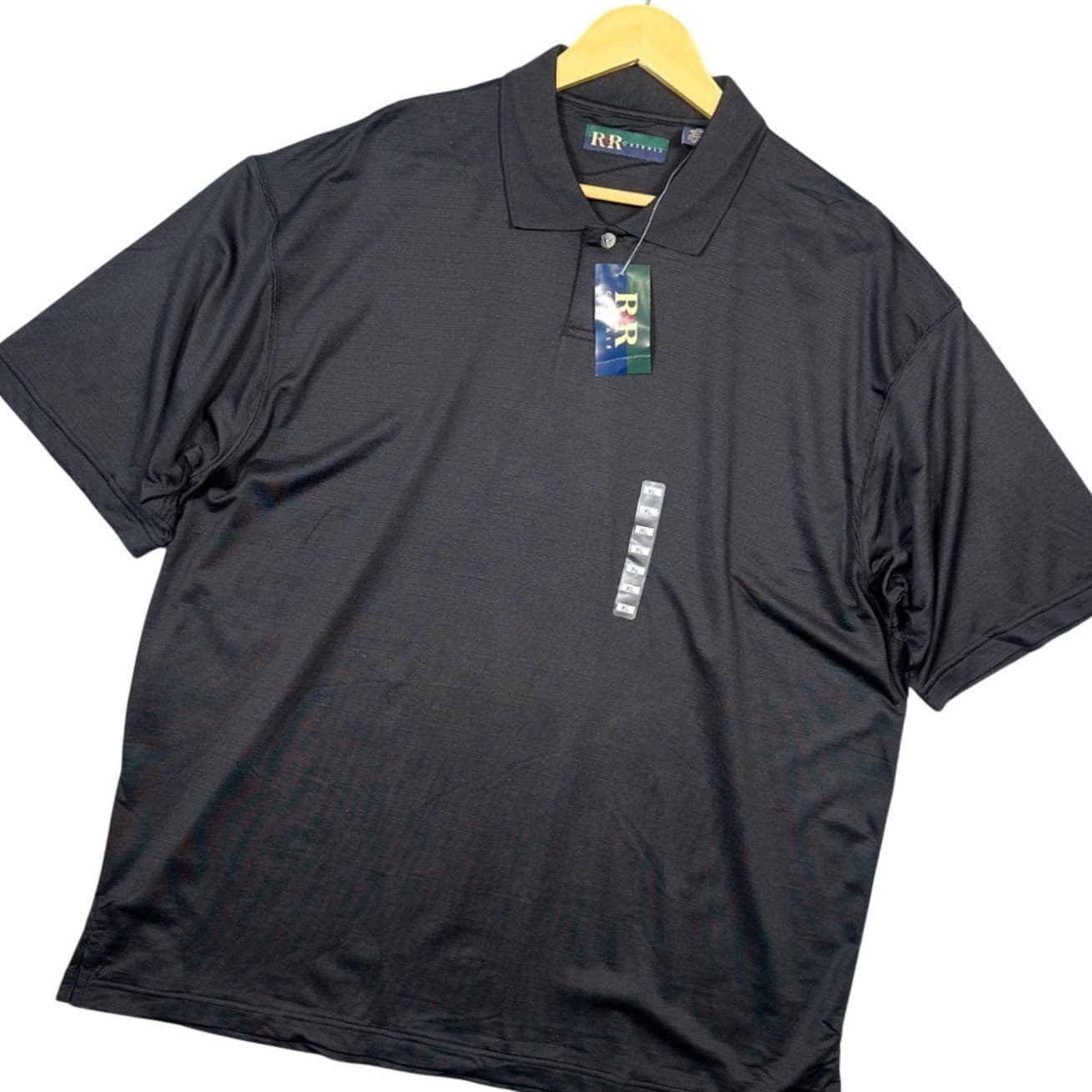 R&R CASUALS Mens Black Golf Polo Shirt XL Short Sleeve Textured Performance NWT - Thumbnail 3