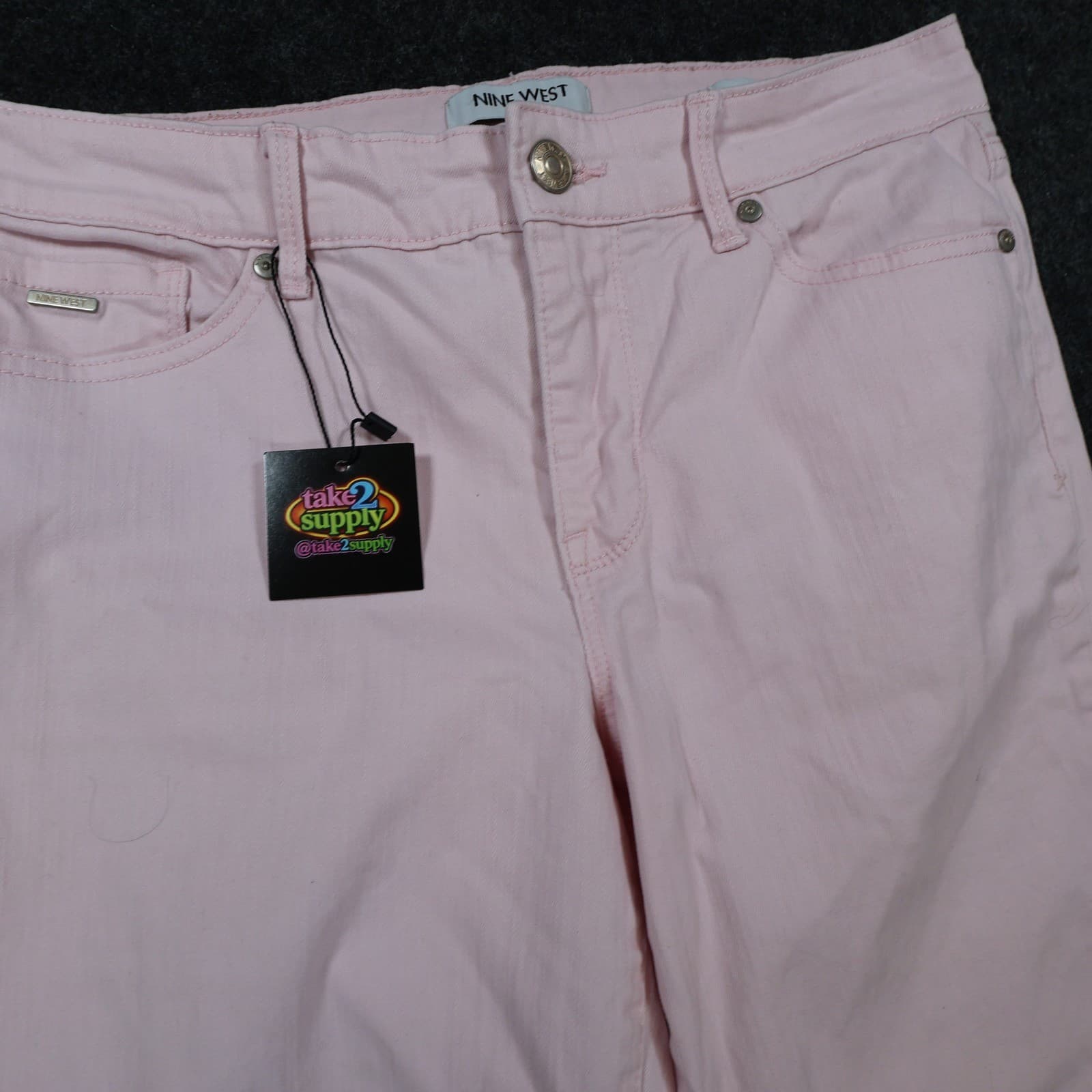 Nine West Chrystie Capri Womens 8 Pink Excellent Stretch Denim Pants - Thumbnail 9