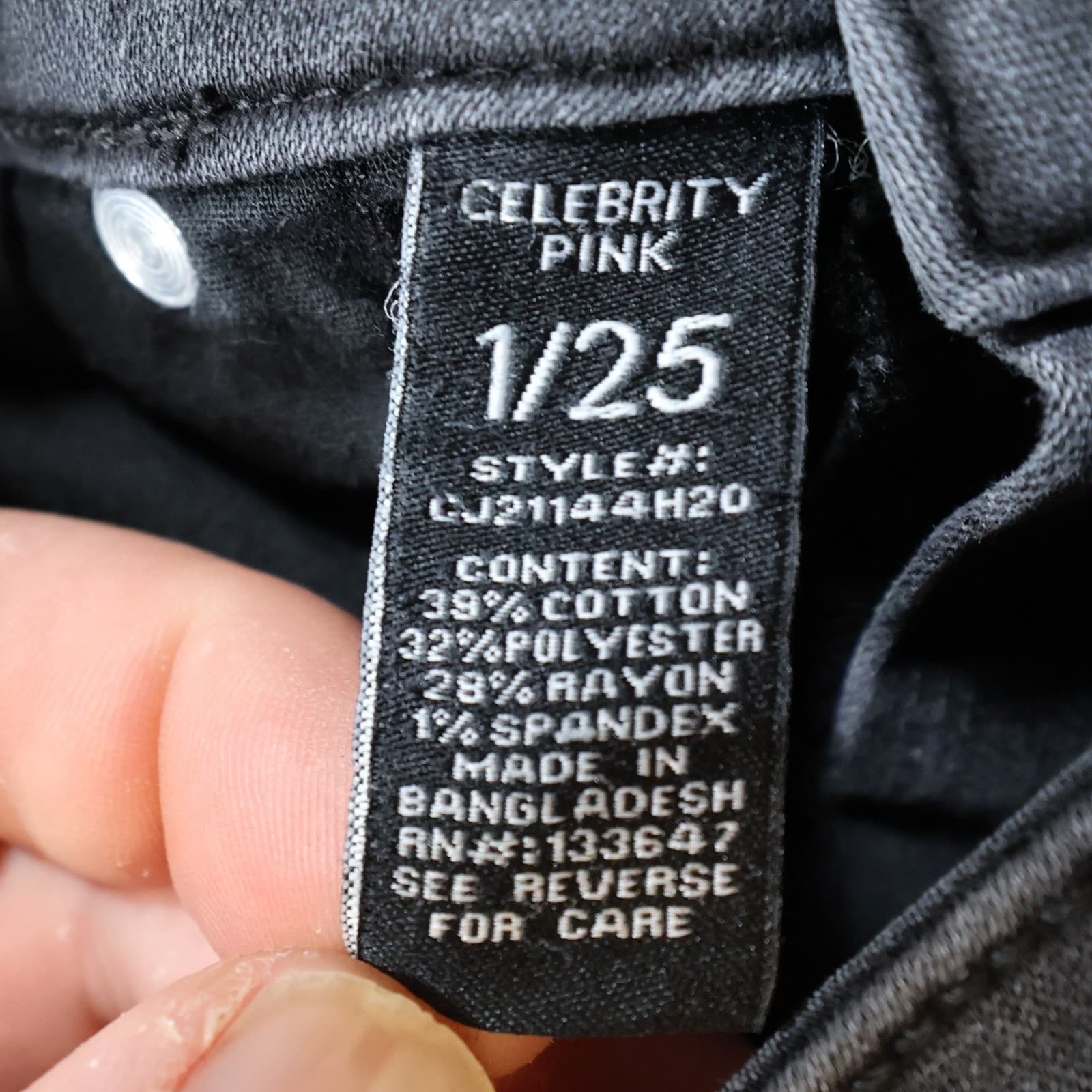 Celebrity Pink Jeans Women 1/25 Black Cotton Blend High Rise Ankle Skinny - Thumbnail 8