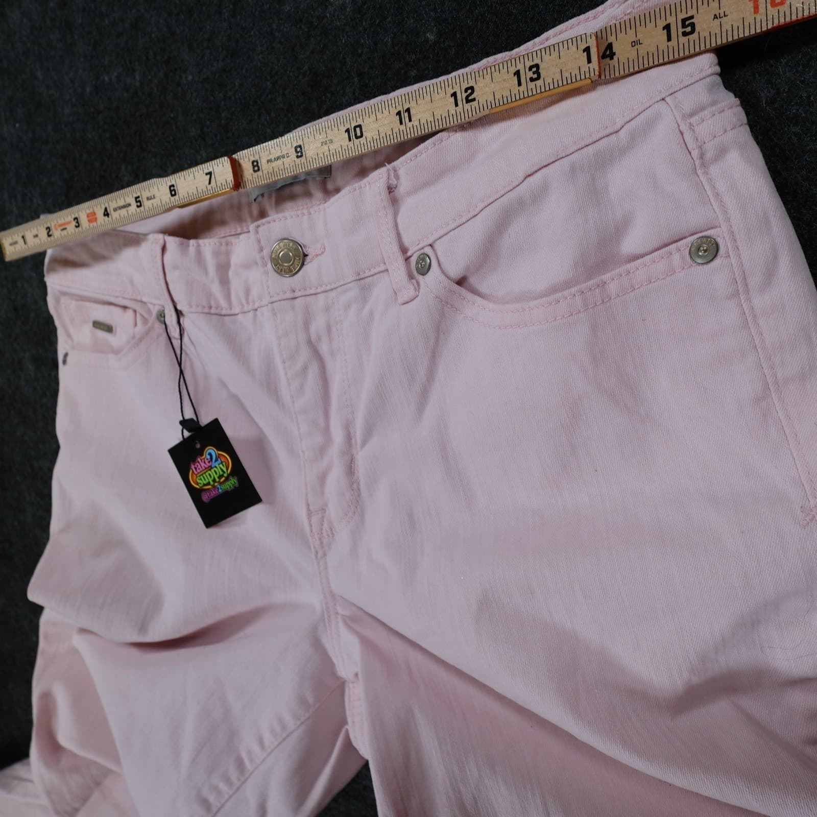 Nine West Chrystie Capri Womens 8 Pink Excellent Stretch Denim Pants - Thumbnail 6