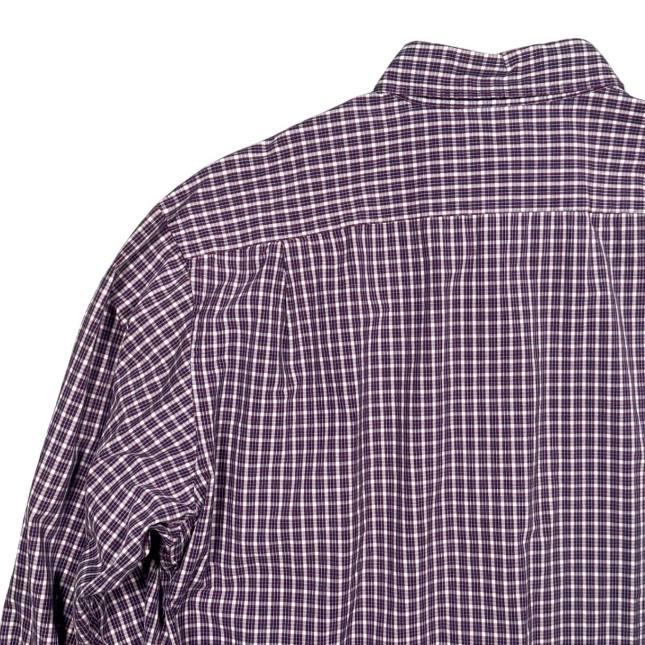 Roundtree & Yorke Button Down Shirt Mens Large Burgundy Plaid Excellent Cotton - Thumbnail 5