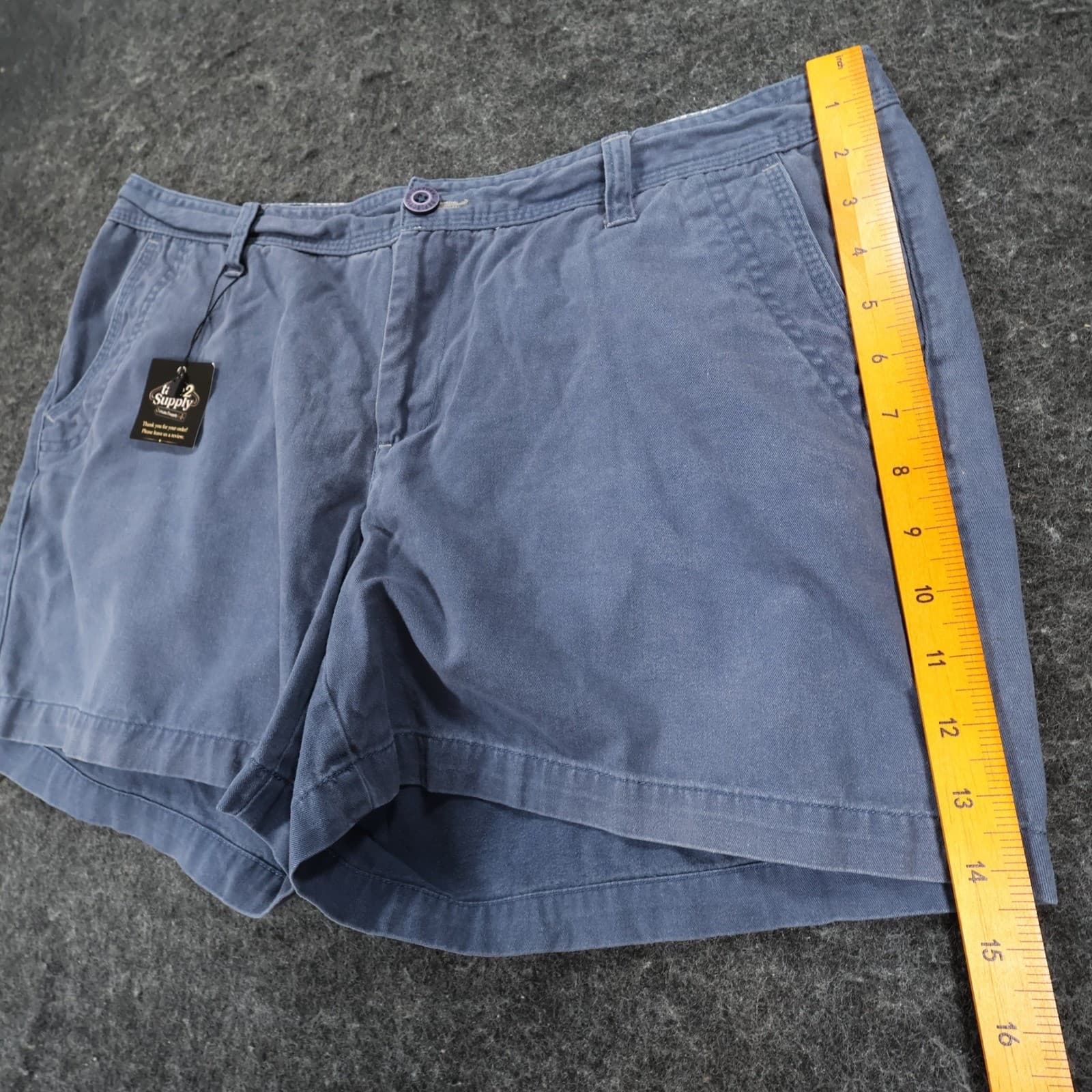 Natural Reflections Shorts Womens 14 Blue Cotton Casual Chino Summer Classic - Thumbnail 3
