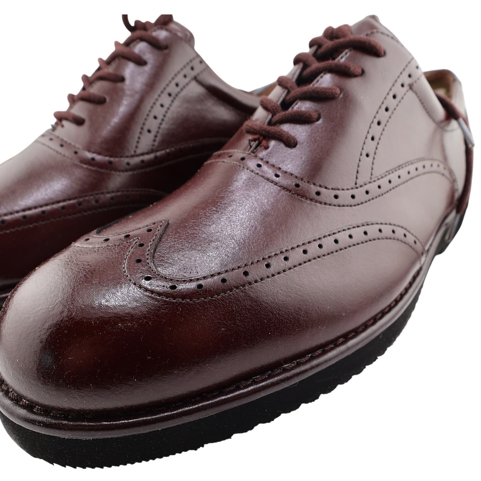 Dex Earl Wingtip Oxford Mens 13 Burgundy Faux Leather Brogue Wedge Dress Shoes - Thumbnail 5