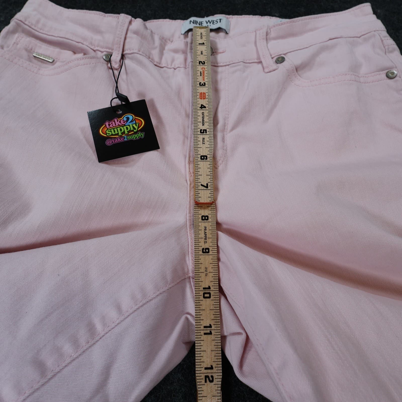 Nine West Chrystie Capri Womens 8 Pink Excellent Stretch Denim Pants - Thumbnail 5