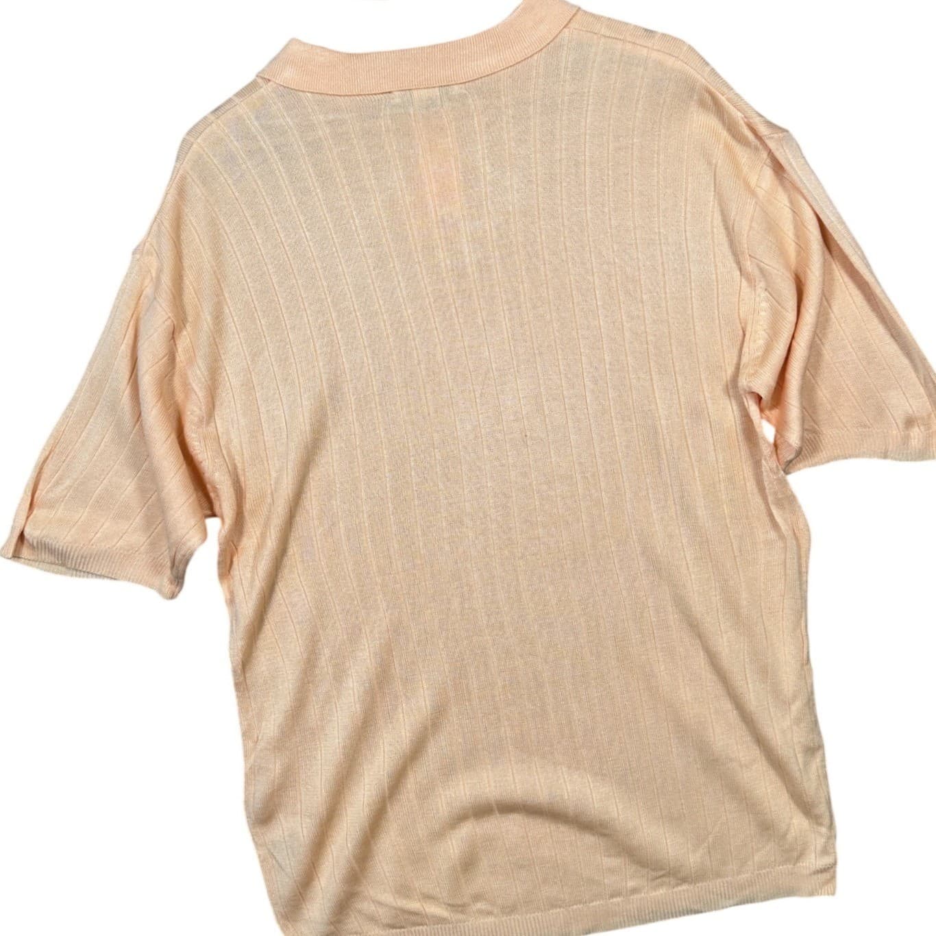 Cassel Men's Peach Ribbed Knit Short Sleeve Polo Shirt XL NWT - Thumbnail 4