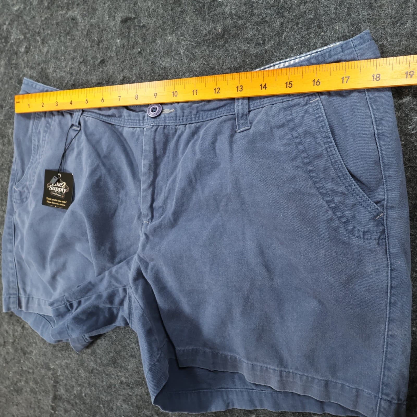 Natural Reflections Shorts Womens 14 Blue Cotton Casual Chino Summer Classic - Thumbnail 6