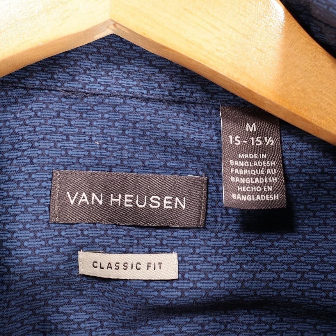 Van Heusen Button Up Shirt Mens M Blue Excellent Short Sleeve Classic Fit 1568 - Thumbnail 6