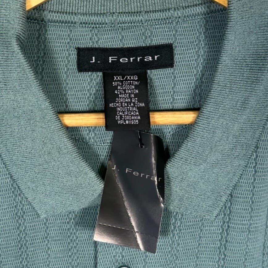 J Ferrar Mens XXL Blue Pinstripe Short Sleeve Polo Shirt NWT - Thumbnail 6