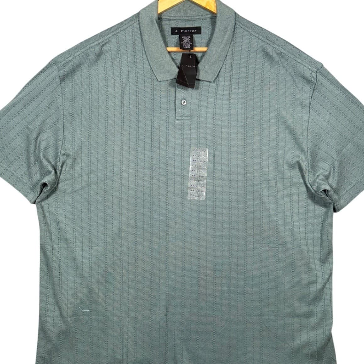 J Ferrar Mens XXL Blue Pinstripe Short Sleeve Polo Shirt NWT - Thumbnail 5