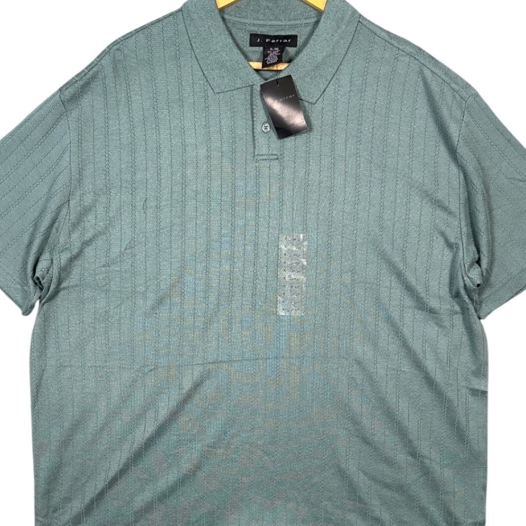 J Ferrar Men's Blue Textured Stripe Short Sleeve Polo Shirt XL NWT - Thumbnail 5