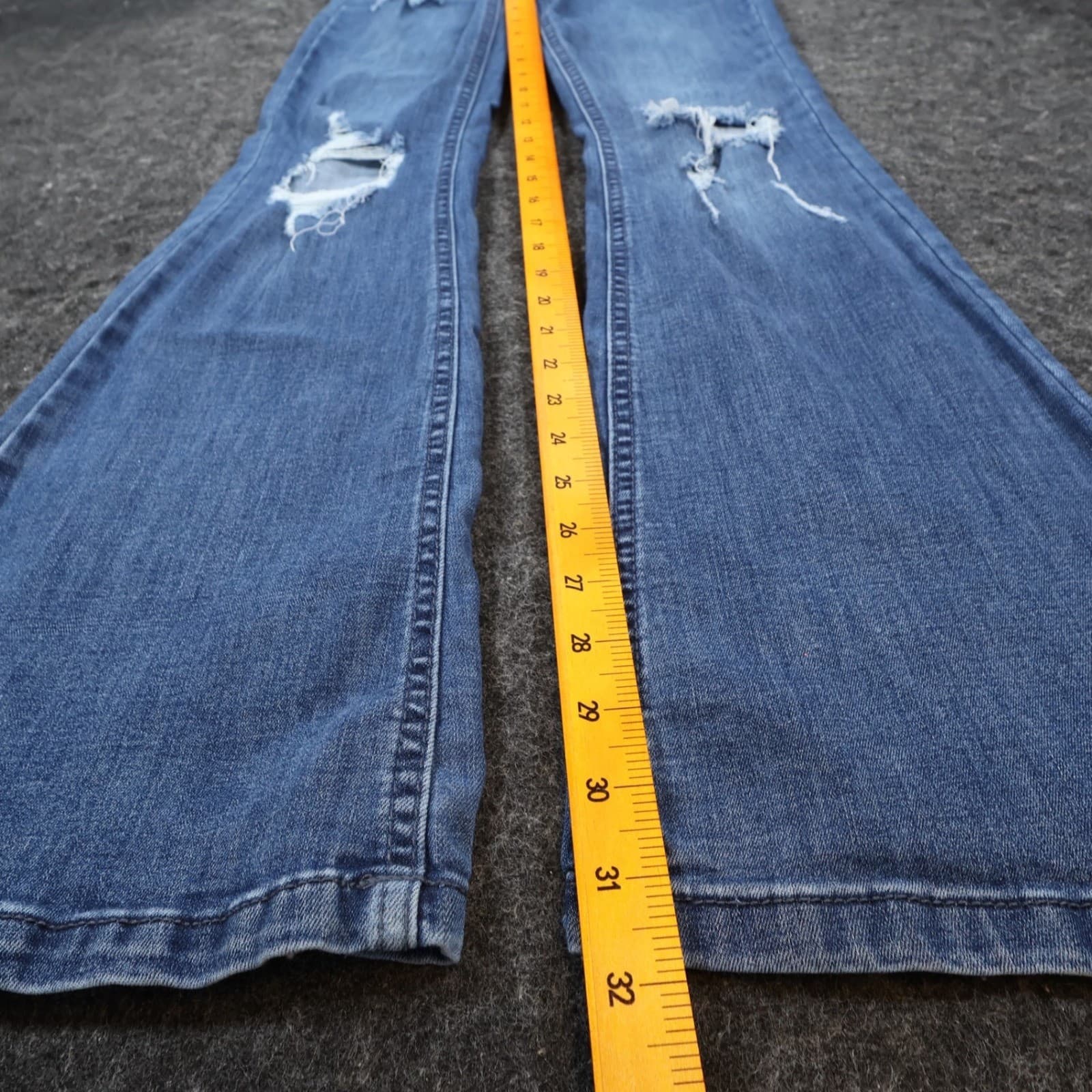 Indigo Rein Flare Jeans Womens 3 Blue Cotton Blend High Rise Distressed 2517 - Thumbnail 4