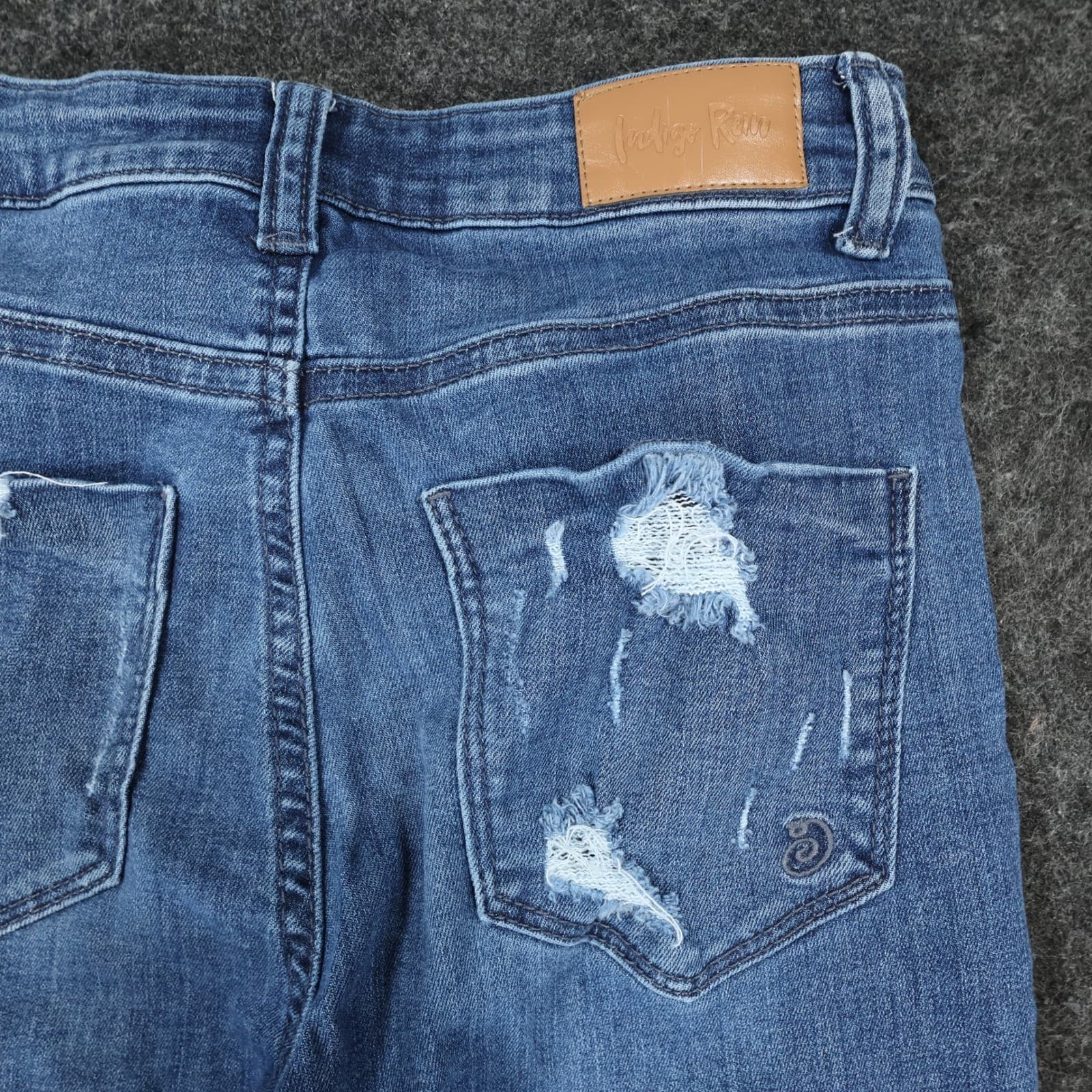 Indigo Rein Flare Jeans Womens 3 Blue Cotton Blend High Rise Distressed 2517 - Thumbnail 12