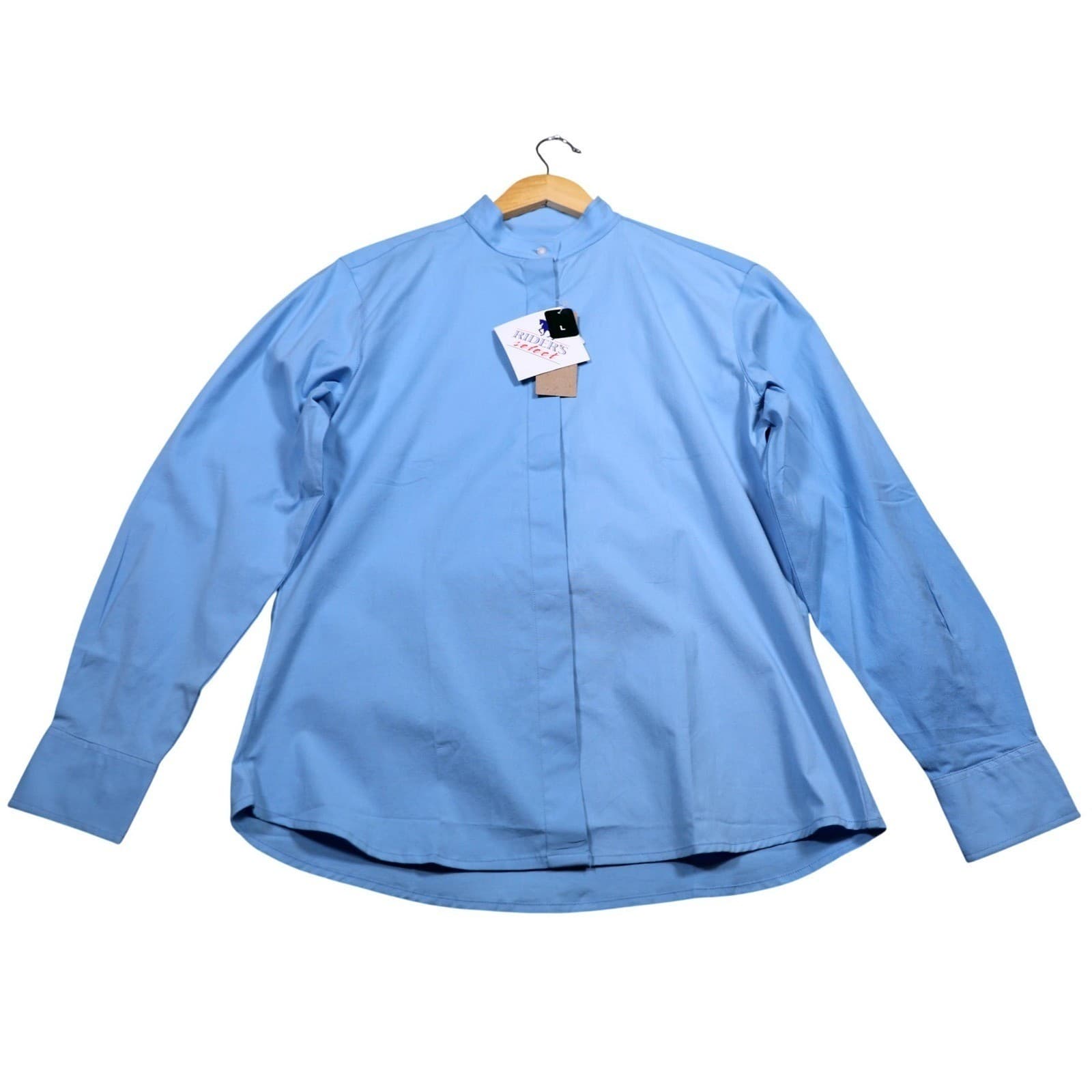 Riders Select Show Shirt LT Blue Ladies Long Sleeve Mandarin Collar Size L - Thumbnail 5