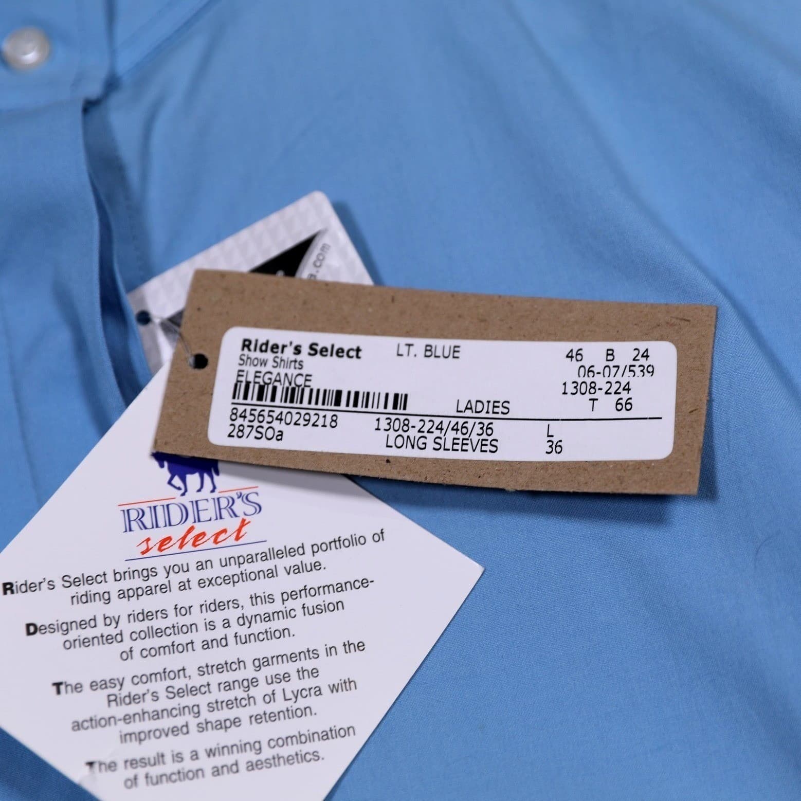 Riders Select Show Shirt LT Blue Ladies Long Sleeve Mandarin Collar Size L - Thumbnail 7