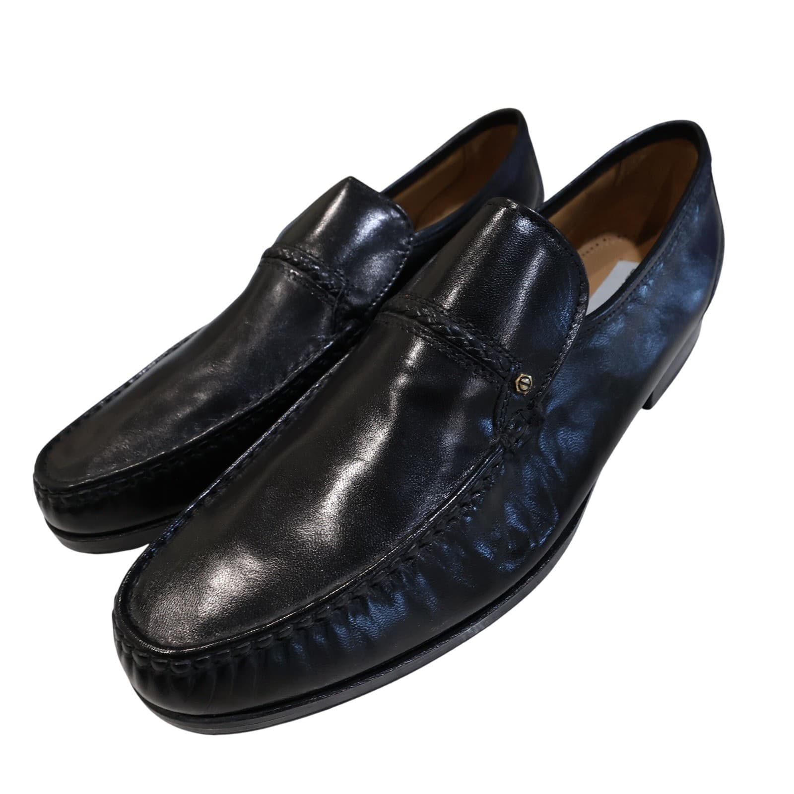 David Taylor Garfield Loafers Mens 13 Black Leather Slip On Dress Shoes Classic - Thumbnail 5