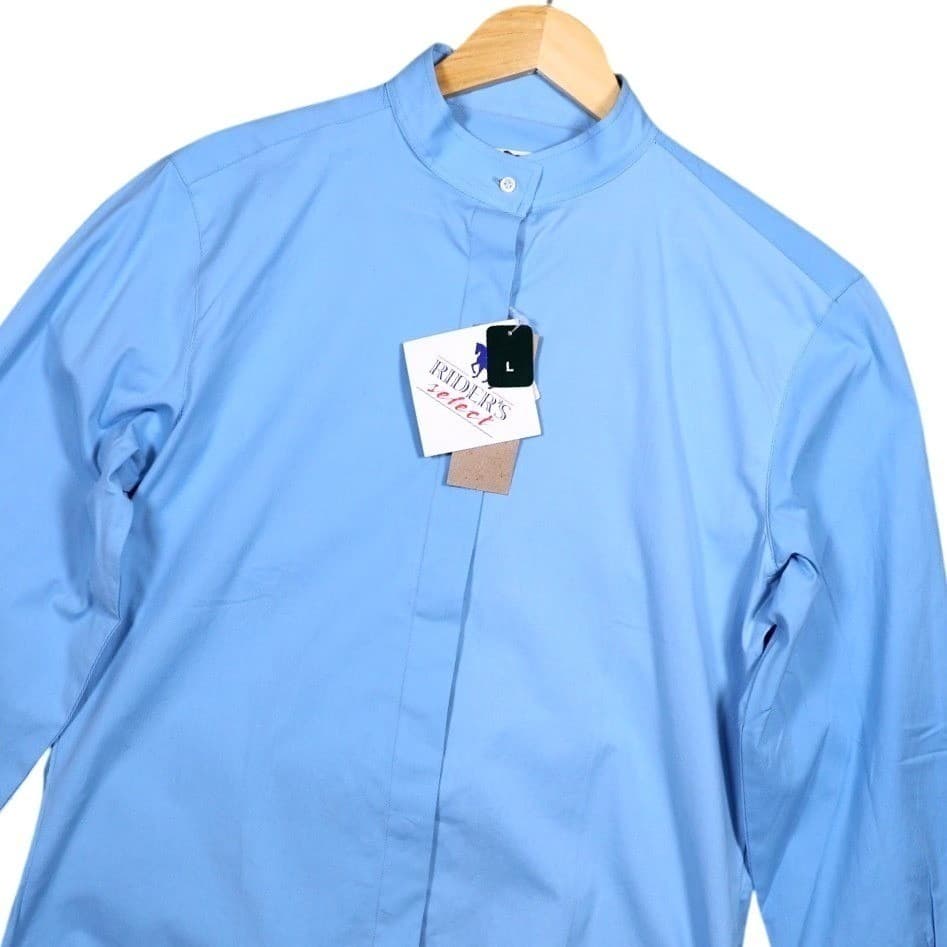 Riders Select Show Shirt LT Blue Ladies Long Sleeve Mandarin Collar Size L - Thumbnail 2