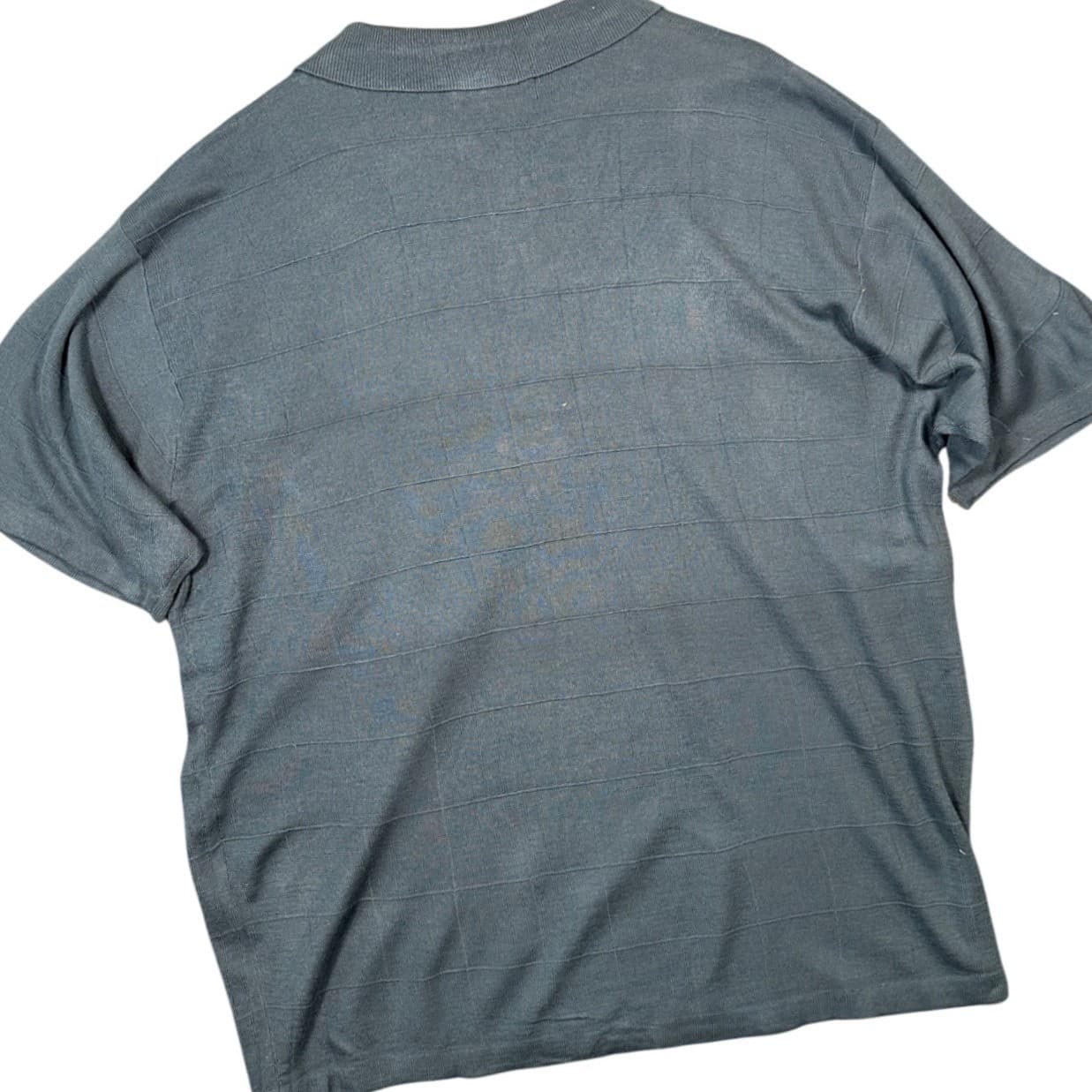R&R Casuals Men's Blue Plaid Knit Polo Shirt XL Short Sleeve Button Neck NWT - Thumbnail 3