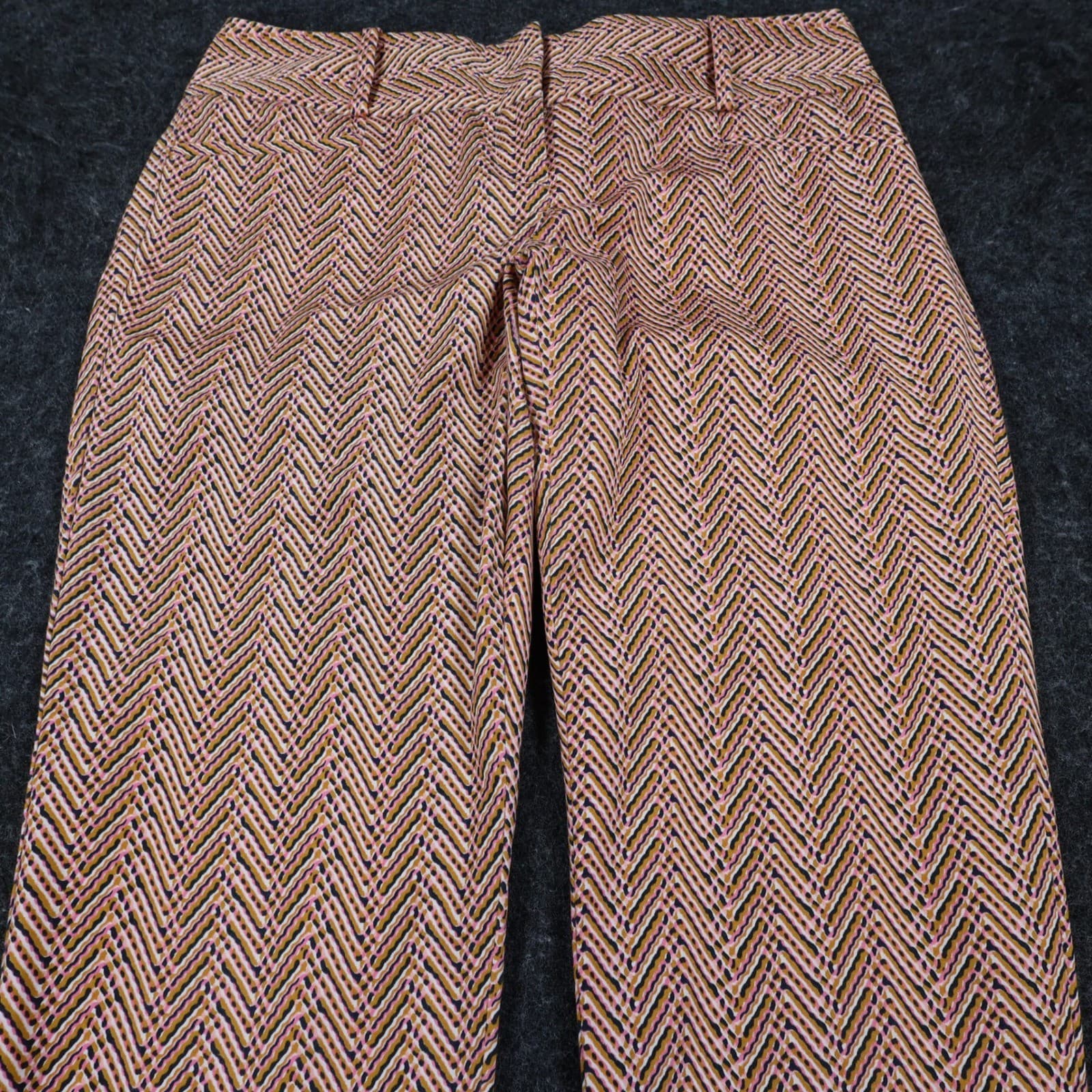 The Limited Drew Fit Pants Womens 0 Pink Cotton Zig Zag Pattern Dress Trousers - Thumbnail 9