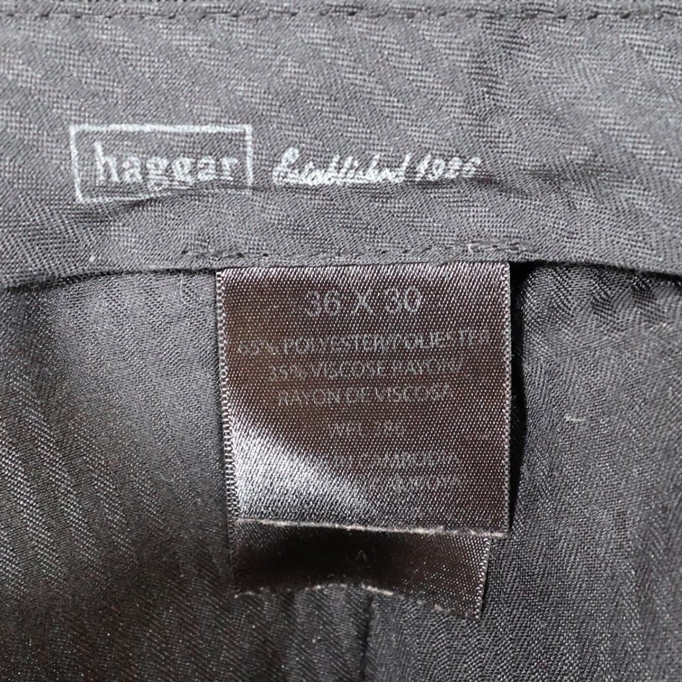 Haggar Dress Pants Mens 36x30 Gray Excellent Pleated Herringbone - Thumbnail 7