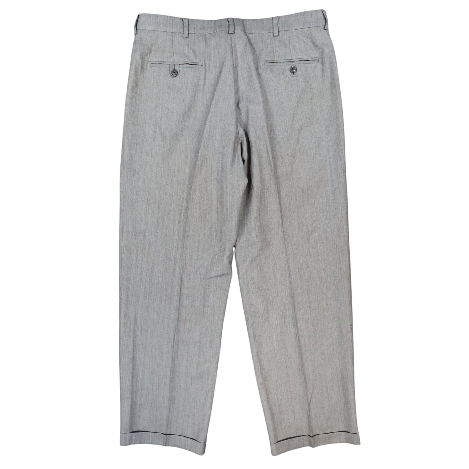 Haggar Dress Pants Mens 36x30 Gray Excellent Pleated Herringbone - Thumbnail 2