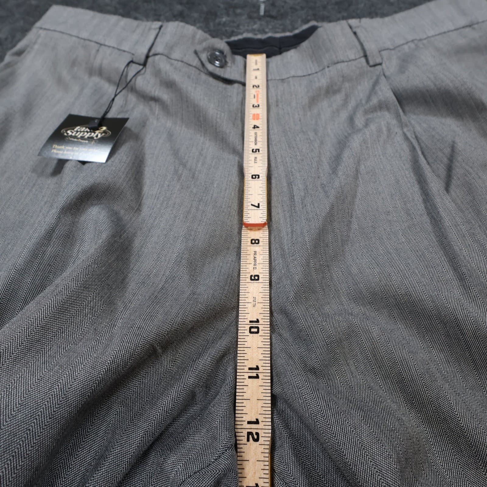 Haggar Dress Pants Mens 36x30 Gray Excellent Pleated Herringbone - Thumbnail 5