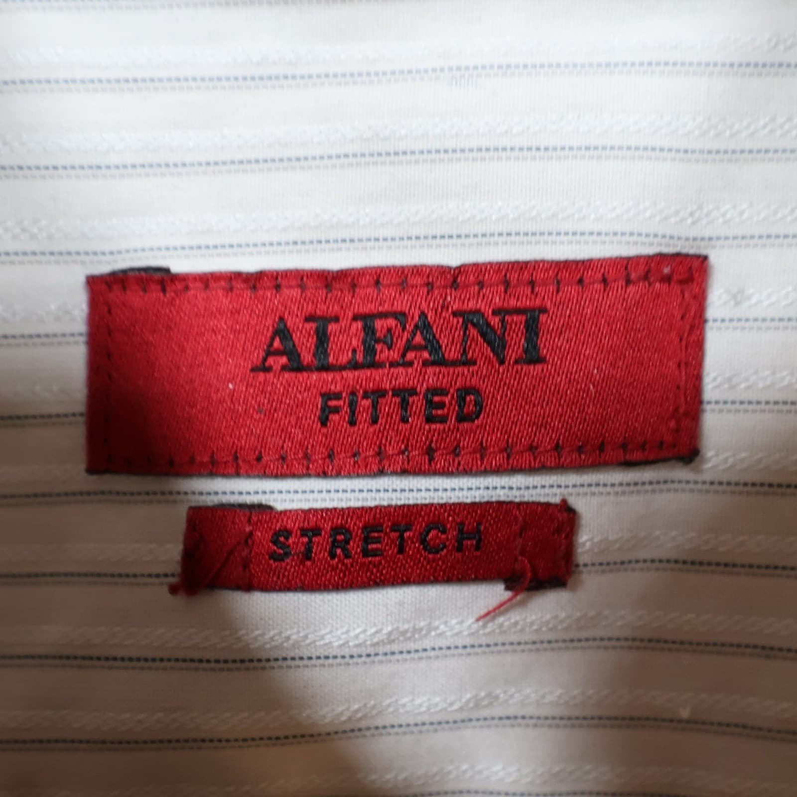 Alfani Button Down Mens M White Excellent Fitted Stretch Easy Care Striped - Thumbnail 7