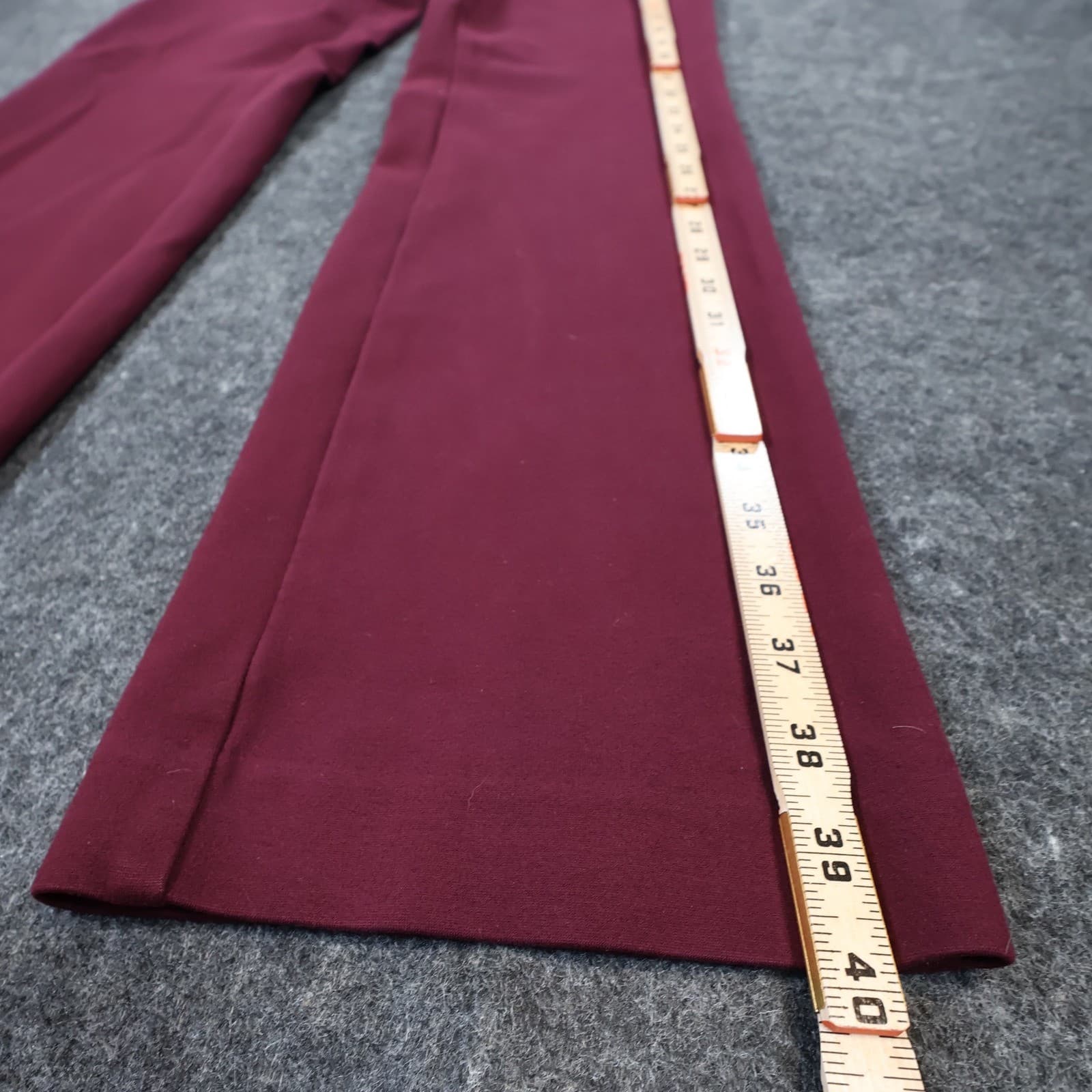 Anne Klein Dress Pants Womens 8 Burgundy Excellent Faux Leather Trim - Thumbnail 3