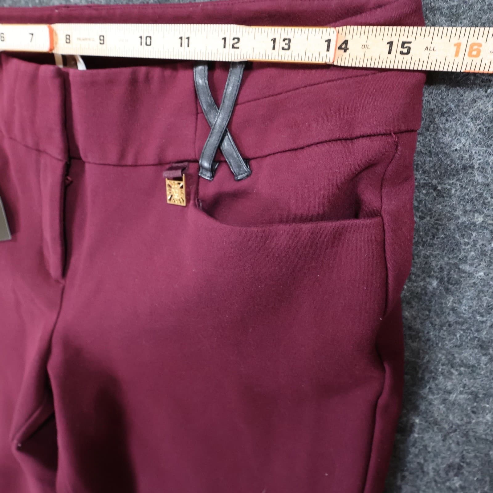 Anne Klein Dress Pants Womens 8 Burgundy Excellent Faux Leather Trim - Thumbnail 6