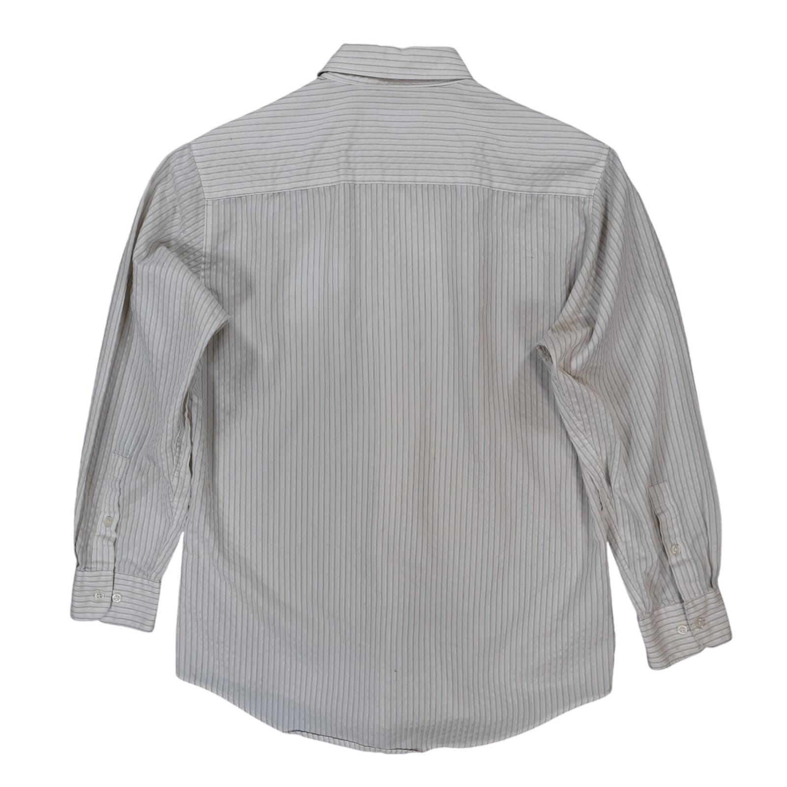 Alfani Button Down Mens M White Excellent Fitted Stretch Easy Care Striped - Thumbnail 2